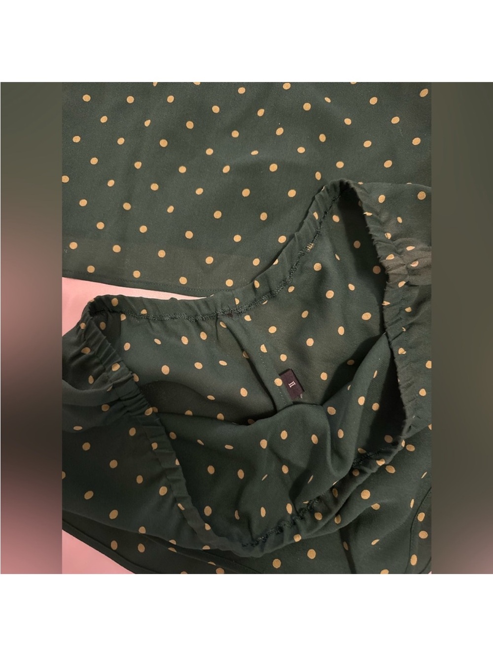 New La Perla Green Polka Dot Pajama Set with Floral Accents #126 - Picture 6 of 8